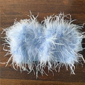 Fashion Nova Light Blue Feathered Tube Top